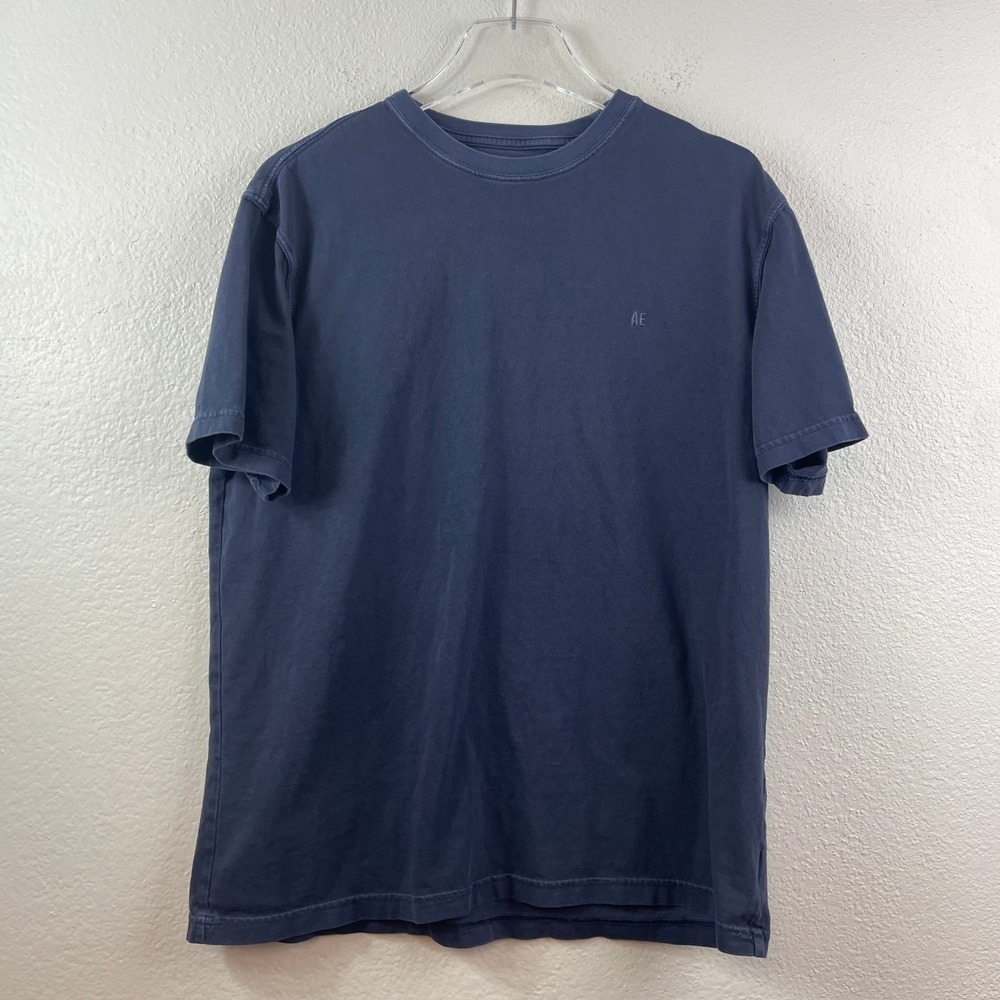 American Eagle Mens Navy Blue Logo T-Shirt Standard Fit Large Short Sleeve Tee
